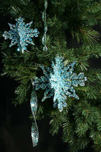 Tree Trims - Silver/aqua/green Sequin Collection